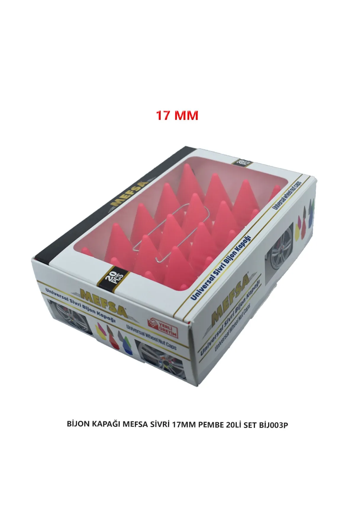 Bijon Kapağı Sivri 17 Mm Pembe 20 Li Set