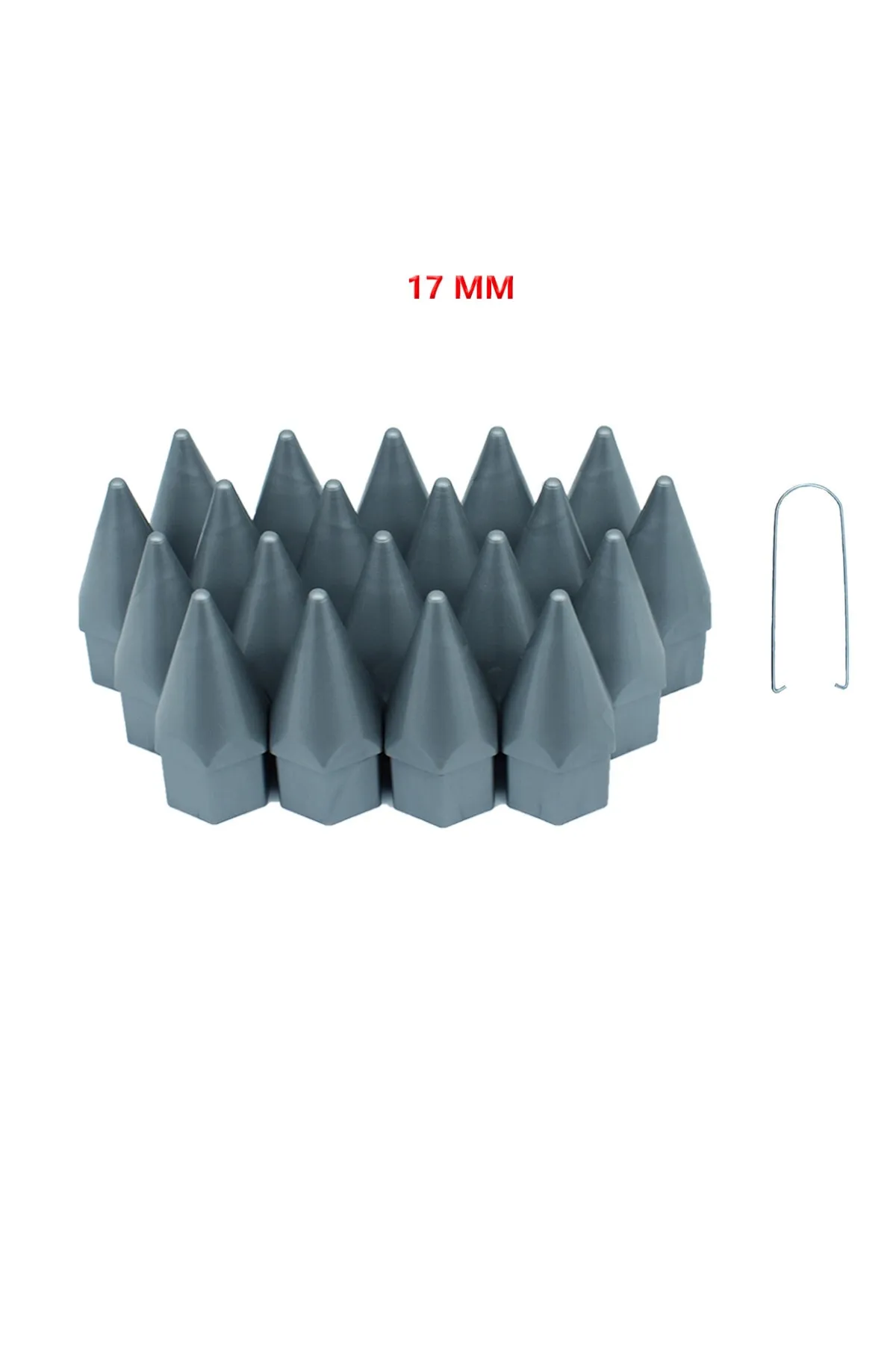 Bijon Kapağı Sivri 17 Mm Gri 20 Li Set
