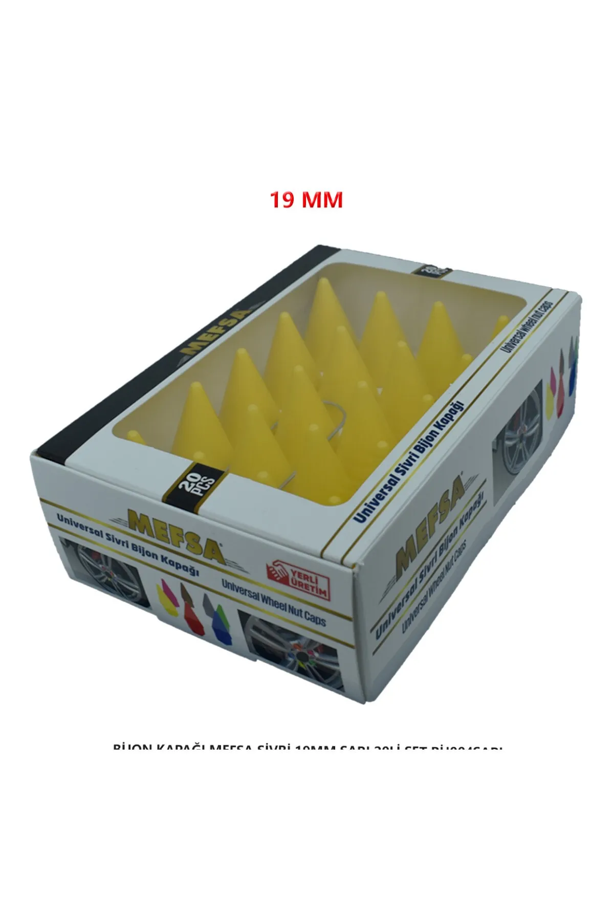 Bijon Kapağı Sivri 19 Mm Sarı 20 Li Set