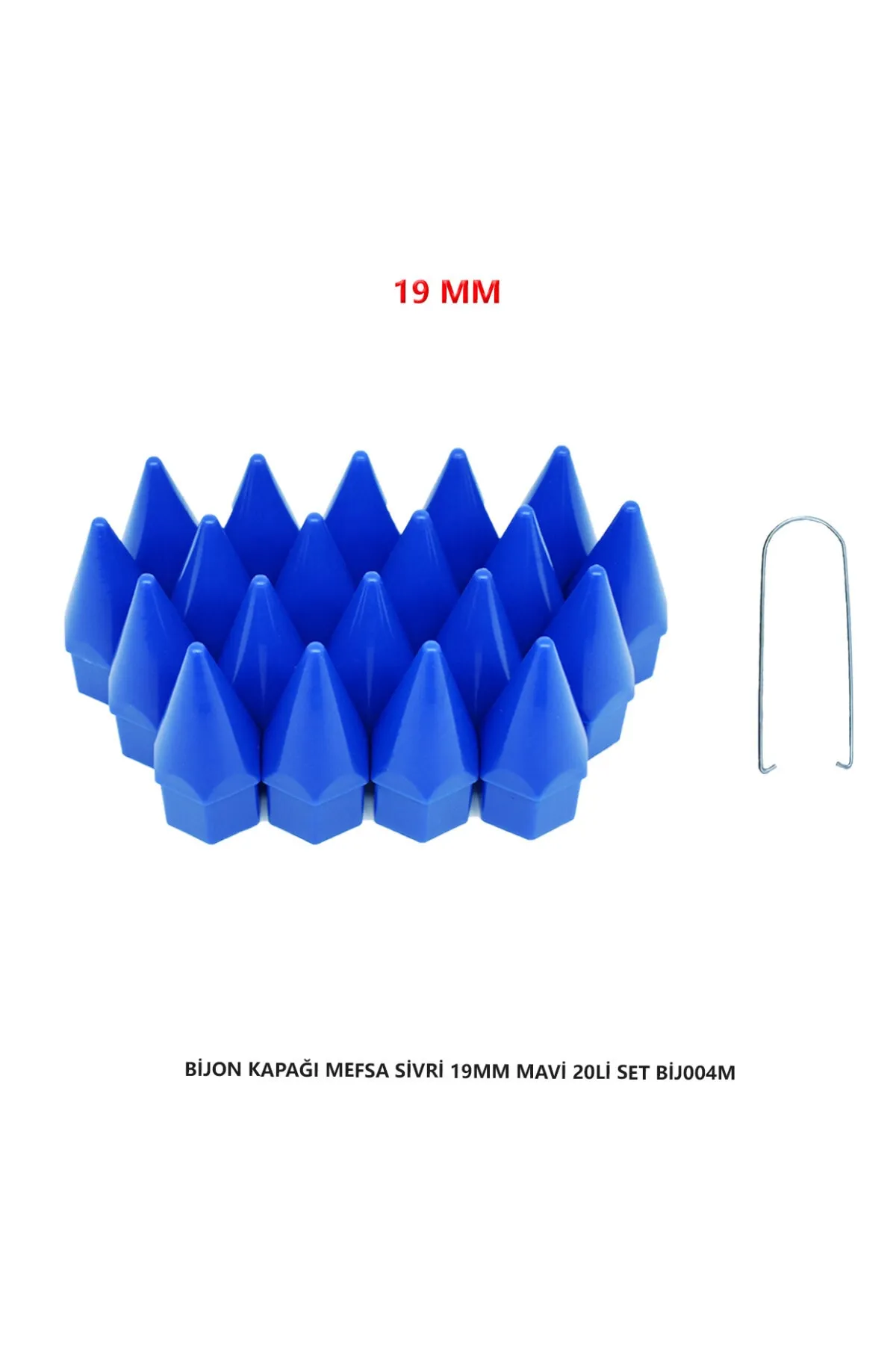 Bijon Kapağı Sivri 19 Mm Mavi 20 Li Set