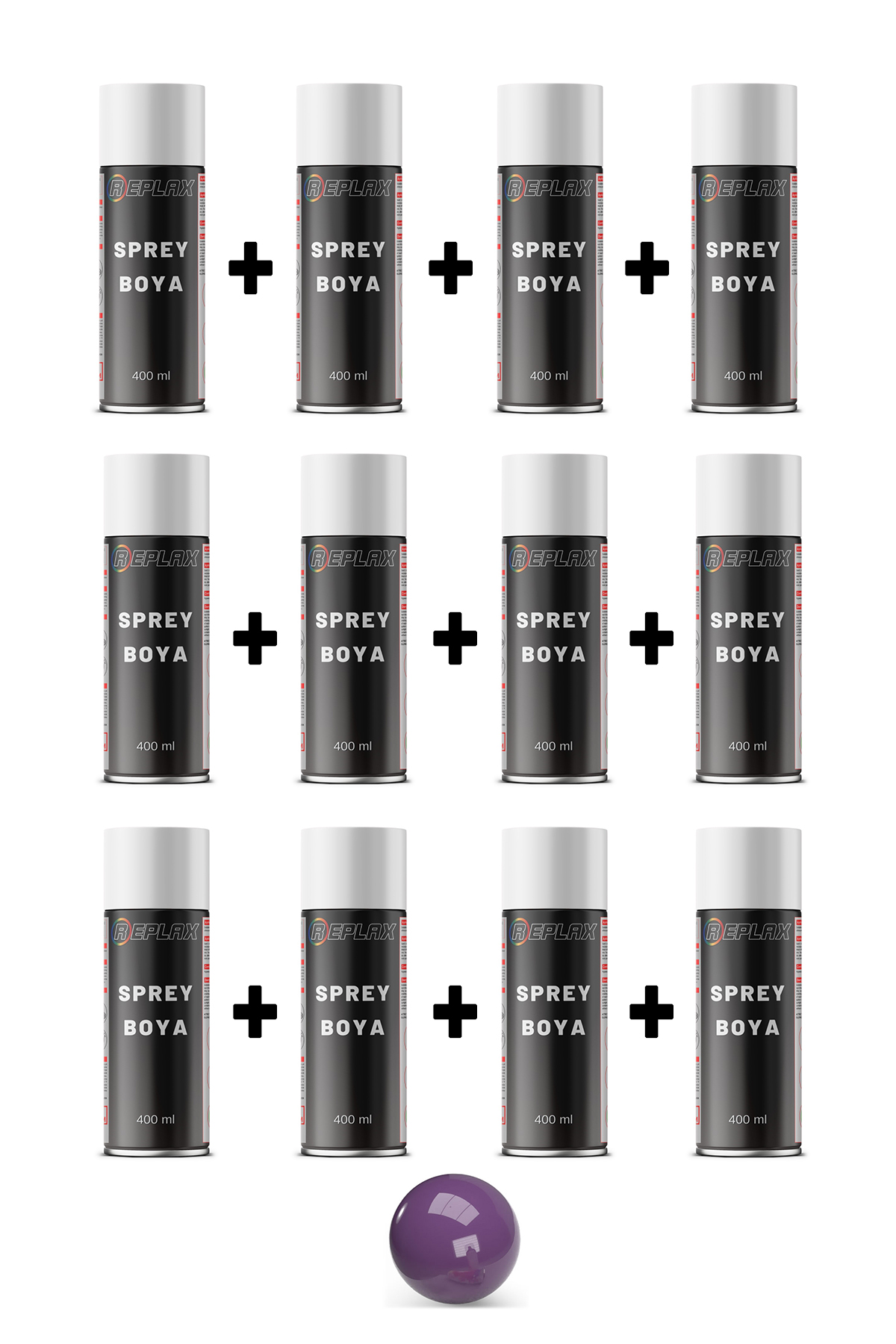 12 Adet Ral 4005 Leylak Mor Sprey Boya 400 ml