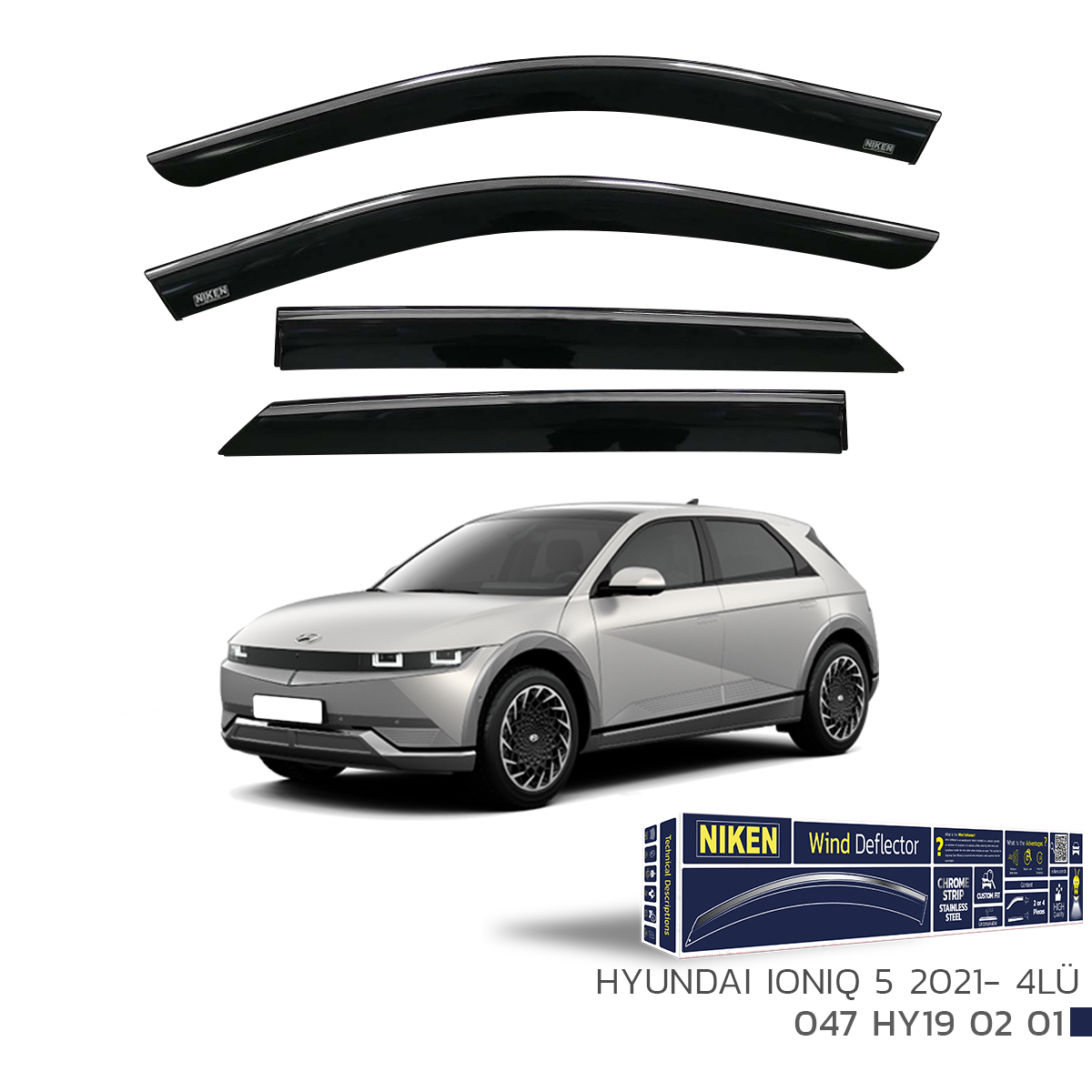 Niken Hyundai İoniq 5 2021 Sonrası Uyumlu Kromlu Cam Rüzgarlığı 4Lü