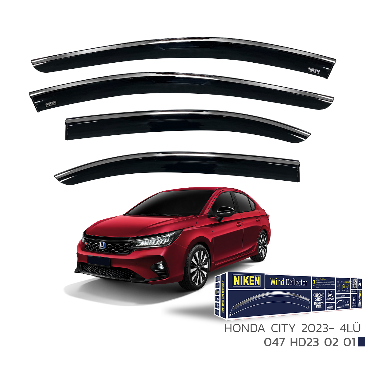 Honda%20City%202023%20Sonrası%20Uyumlu%20Kromlu%20Cam%20Rüzgarlığı%204Lü