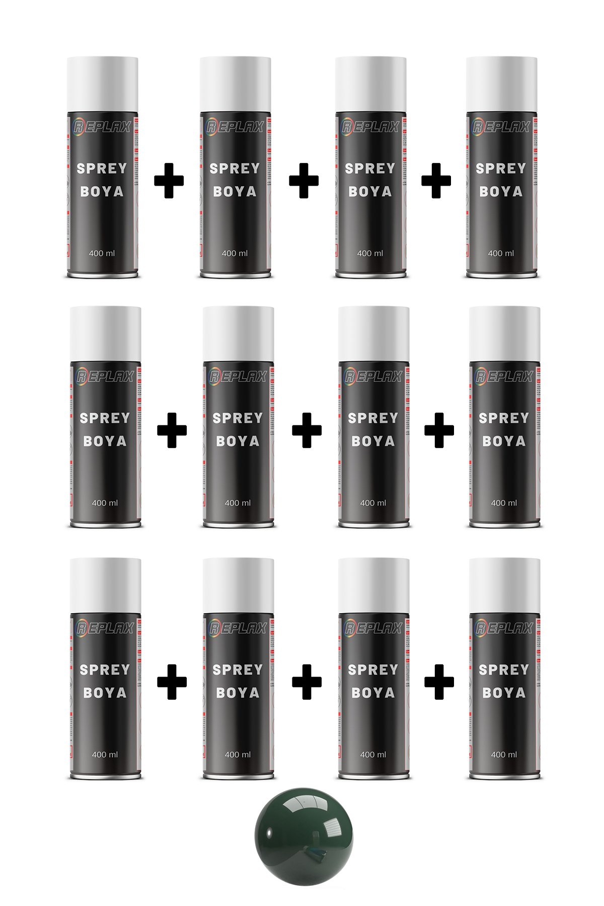 12 Adet Ral 6005 Yosun Yeşil Sprey Boya 400 ml