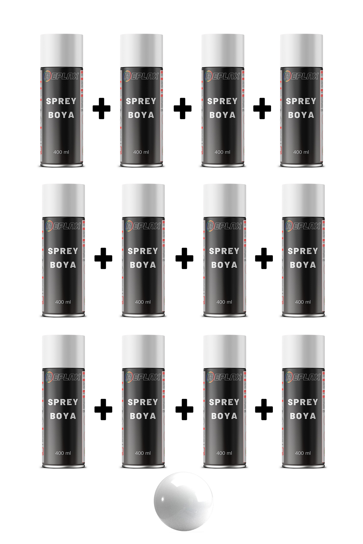 12 Adet Ral 9003 Mat Beyaz Sprey Boya 400 ml
