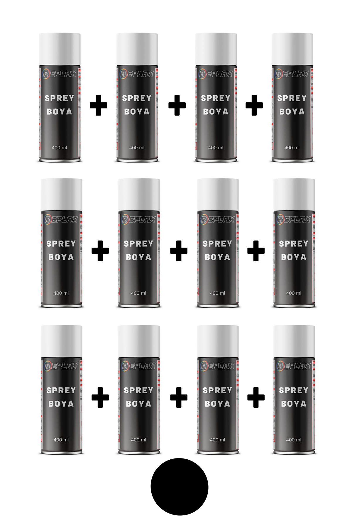 12 Adet Ral 9005 Mat Siyah Sprey Boya 400 ml