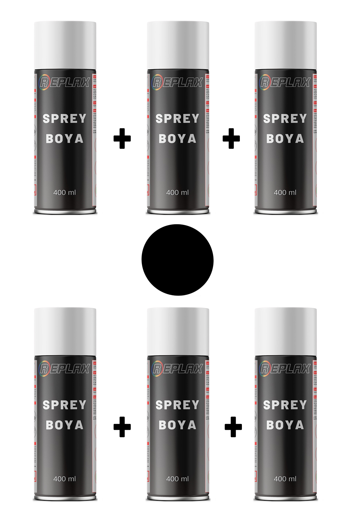 6 Adet Ral 9005 Mat Siyah Sprey Boya 400 ml