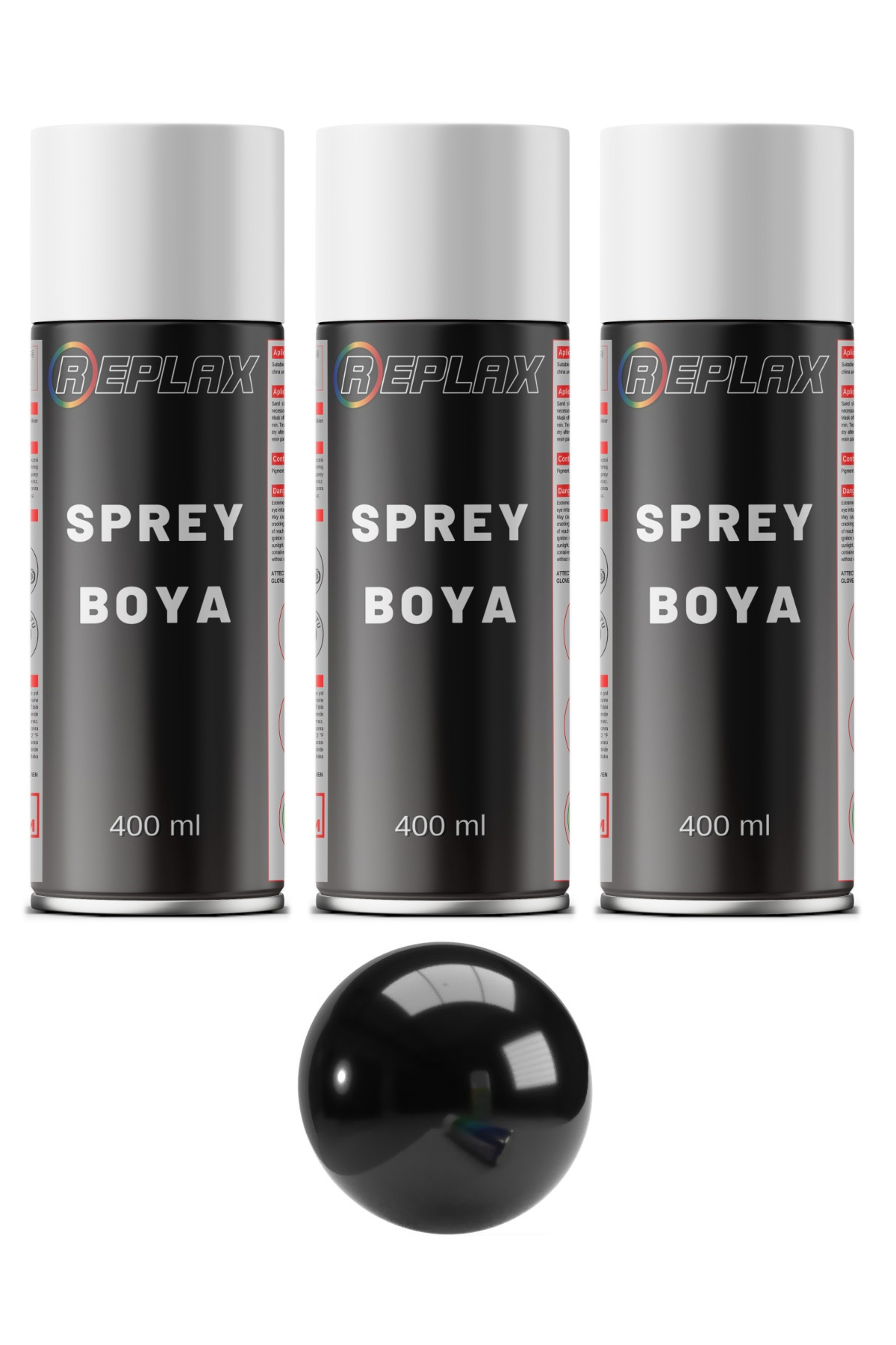 3 Adet Ral 9005 Parlak Siyah Sprey Boya 400 ml
