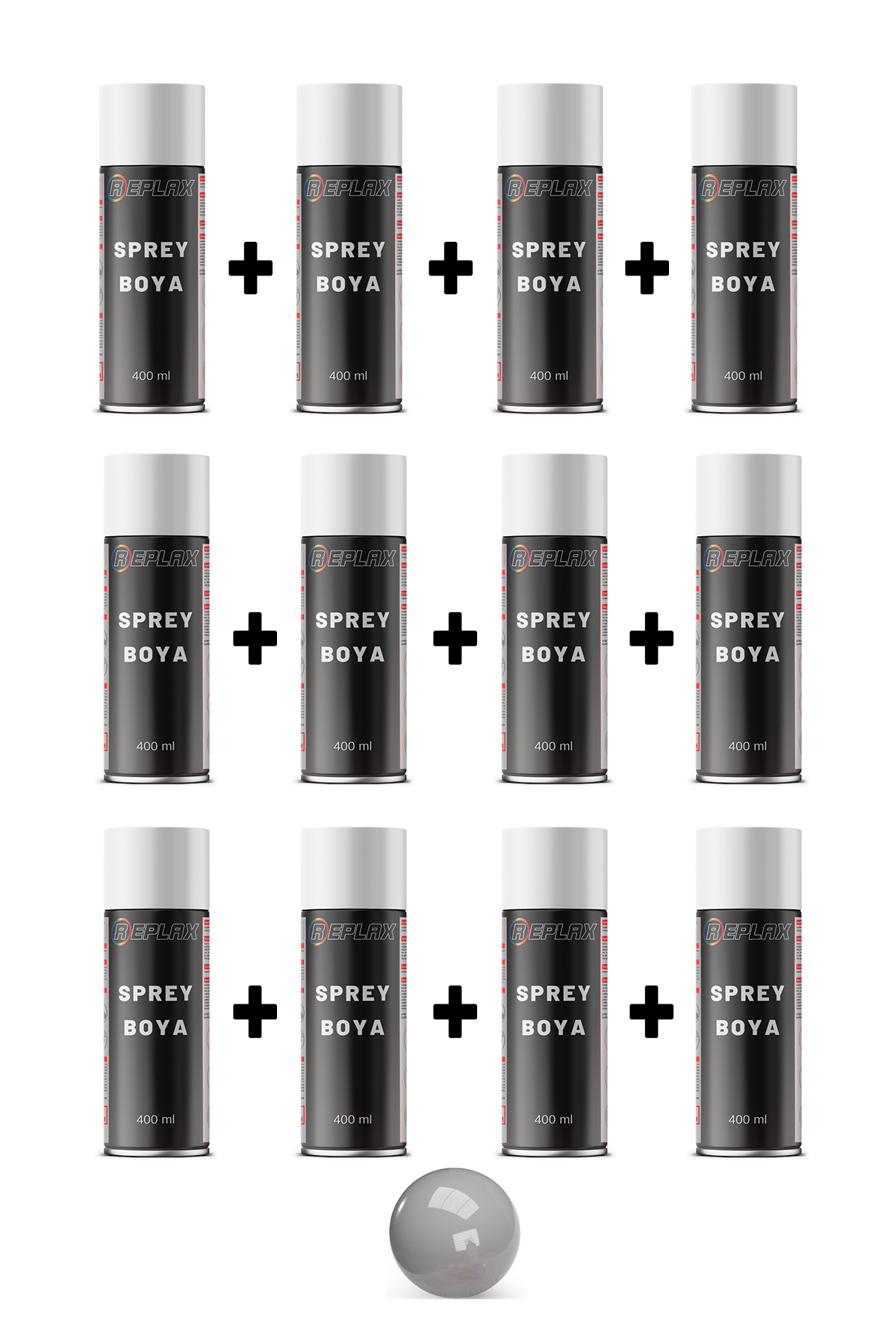 12 Adet Ral 9006 Metalik Gri Sprey Boya 400 Ml