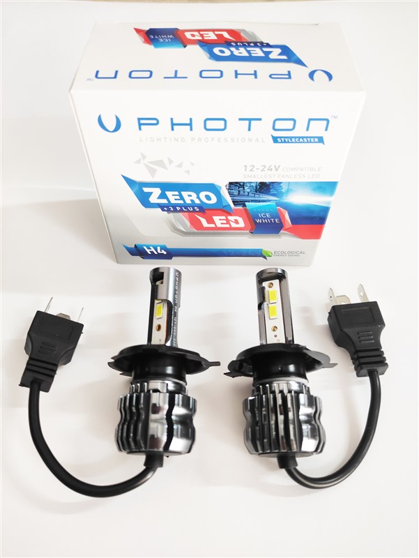 Photon Zero H4 +3 Plus Fansız Led Xenon Buz Beyaz 12V-24V Uyumlu 7500 Kelvin
