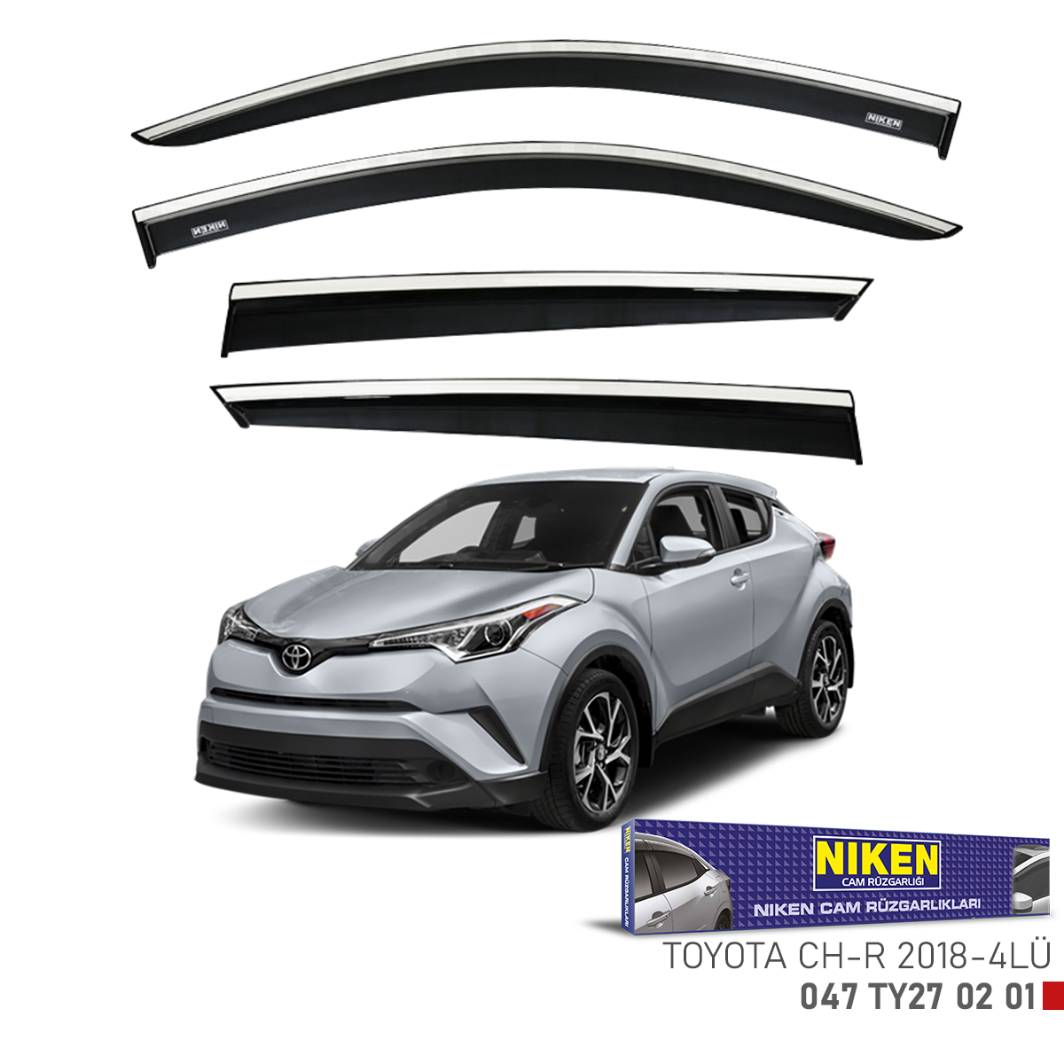 Niken Toyota Chr 2018 Sonrası Kromlu Cam Rüzgarlığı 4Lü