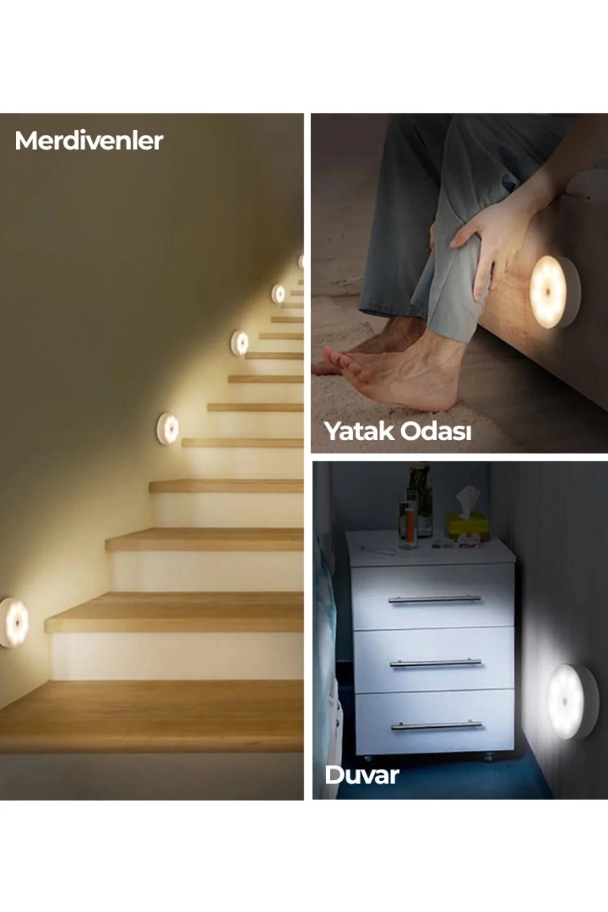 2 Adet Hareket Sensörlü Usb Şarjlı Led Işık Lamba-oda, Mutfak, Salon Ve Merdiven Işıklandırma
