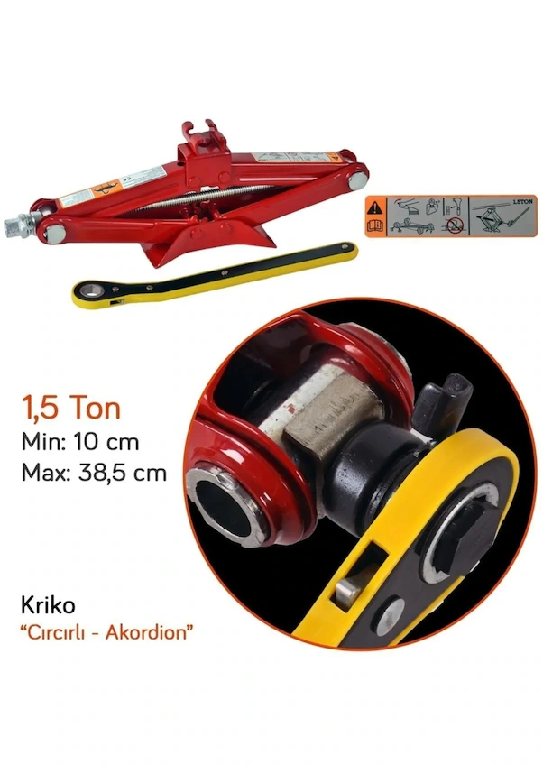 REPLAX Akordion Kriko Makaslı 1,5 Ton Cırcırlı Kollu Kutulu
