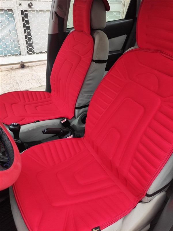 2,li Oto Koltuk Kılıfı Minder Alkantra Kumaş Kırmızı Renk Slikon Direksiyon Kılıfı