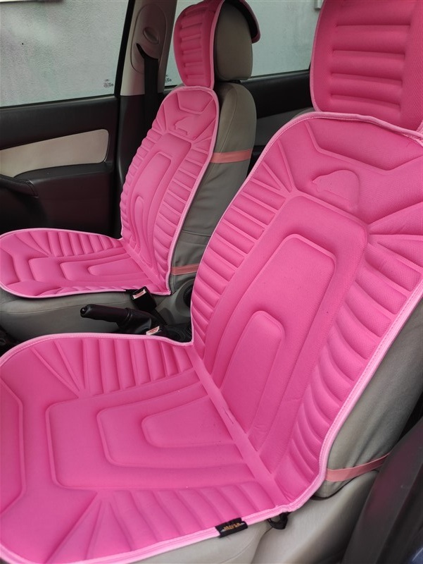 2,li Oto Koltuk Kılıfı Minder Alkantra Kumaş Pembe Renk Slikon Direksiyon Kılıfı
