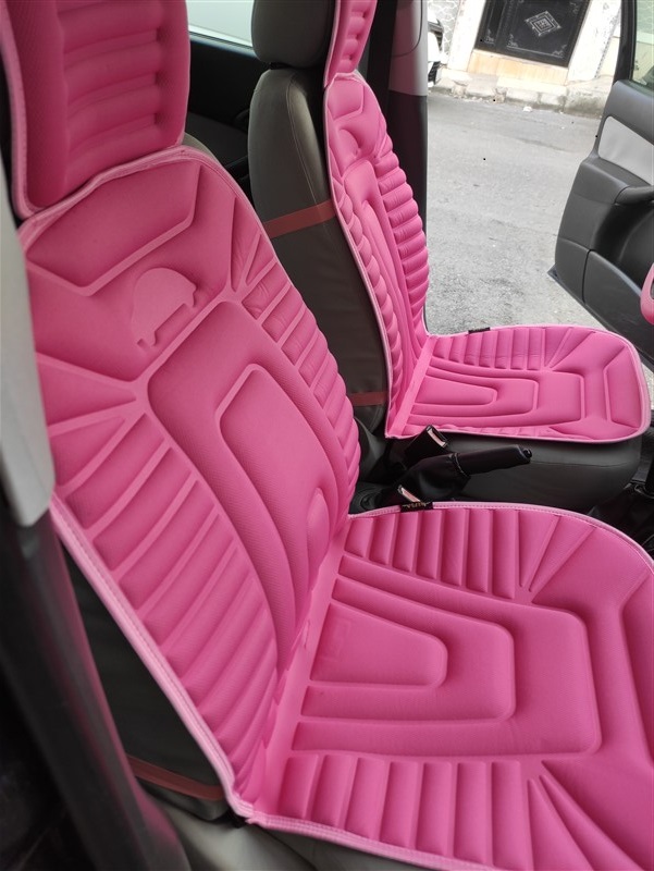 2,li Oto Koltuk Kılıfı Minder Alkantra Kumaş Pembe Renk Slikon Direksiyon Kılıfı