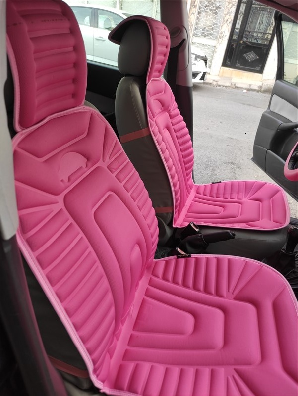 2,li Oto Koltuk Kılıfı Minder Alkantra Kumaş Pembe Renk Slikon Direksiyon Kılıfı