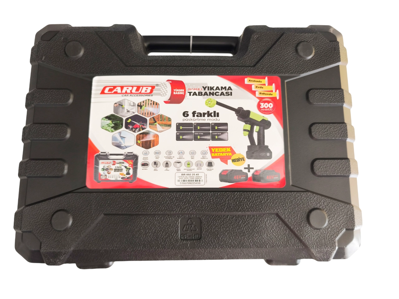 Oto Yıkama Tabançası 300W Basınçlı Şarjlı Yedek Bataryalı