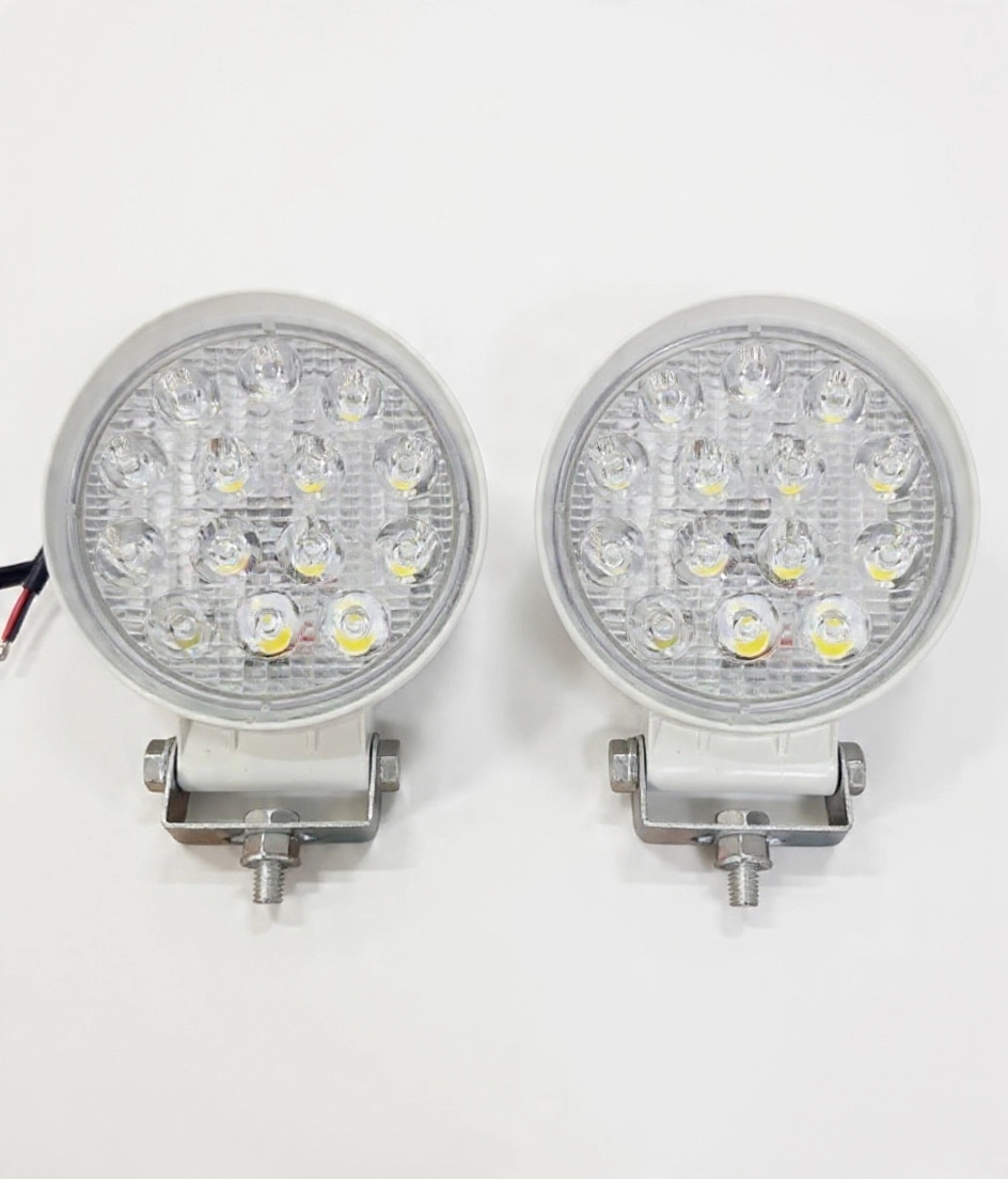 Off Road Sis Farı Çalışma Lambası Beyaz Kalın Kasa 14 Led Yuvarlak 2,li Paket Su Geçirmez Sis Lambası