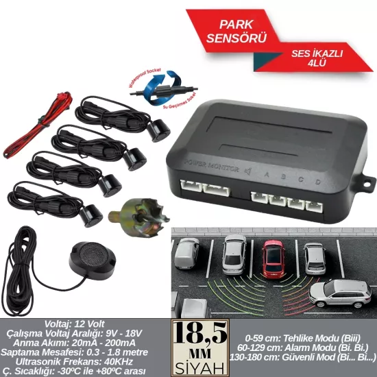 Replax Park Sensörü 18,5 mm Siyah Ses Ikazlı A+Kalite BR0015918