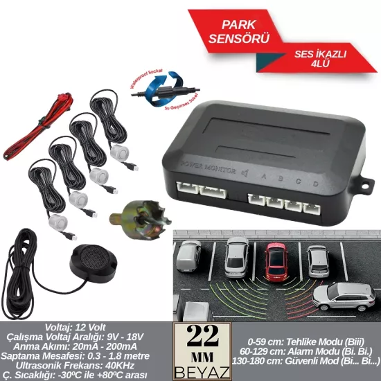 Replax Park Sensörü 22 mm Beyaz Ses Ikazlı A+Kalite BR0015920