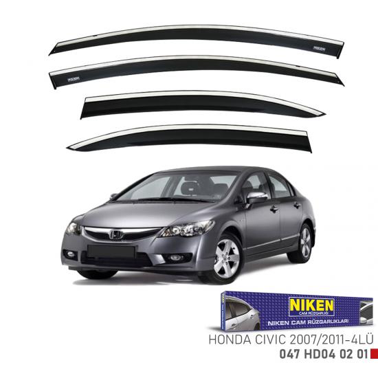 Replax Honda Civic 2016-2020 Kromlu Cam Rüzgarlığı 4Lü