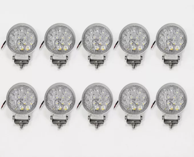 10 Adet Off Road Sis Farı Çalışma Lambası Beyaz Kalın Kasa 14 Led Yuvarlak Su Geçirmez Sis Lambası sd335