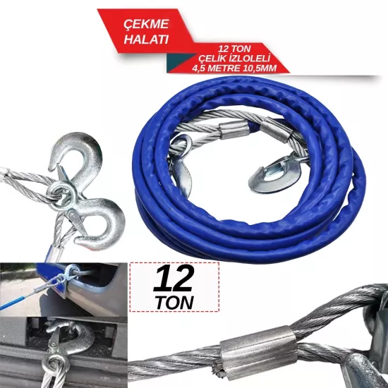 Çekme Halatı 12 Ton Çelik İzoleli 4.5 Mt 10,5 mm 1720512
