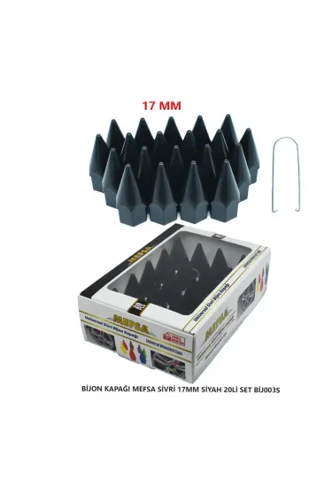 Bijon Kapağı Sivri 17 Mm Siyah 20 Li Set