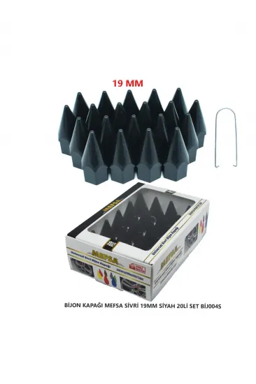 Bijon Kapağı Sivri 19 Mm Siyah 20 Li Set