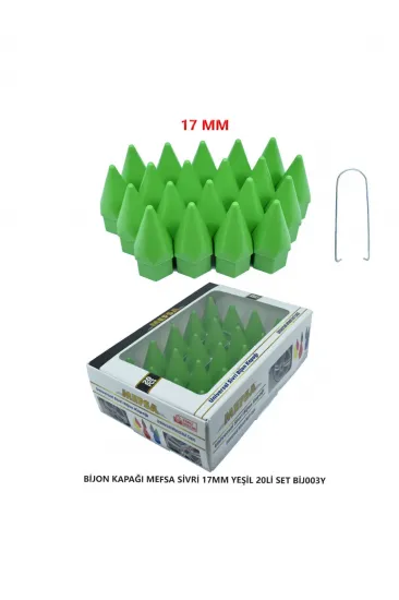 Bijon Kapağı Sivri 17 Mm Yeşil 20 Li Set