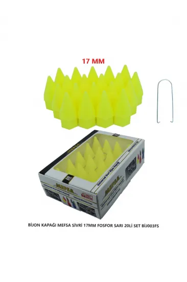 Bijon Kapağı Sivri 17 Mm Fosfor Sarı 20 Li Set