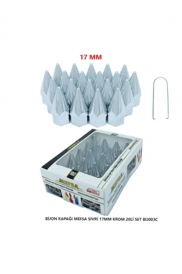 Bijon Kapağı Sivri 17 Mm Krom 20 Li Set