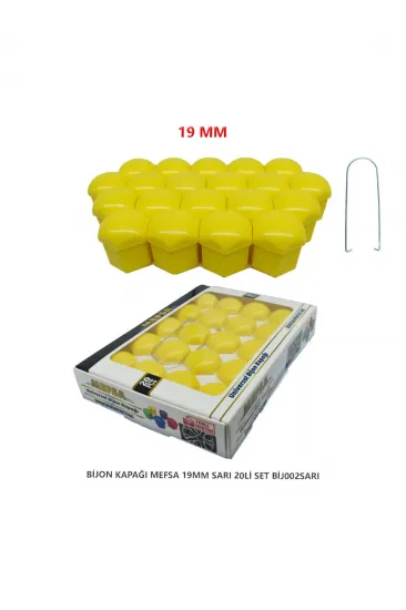 Bijon Kapağı Düz 19 Mm Fosfor Sarı 20 Li Set