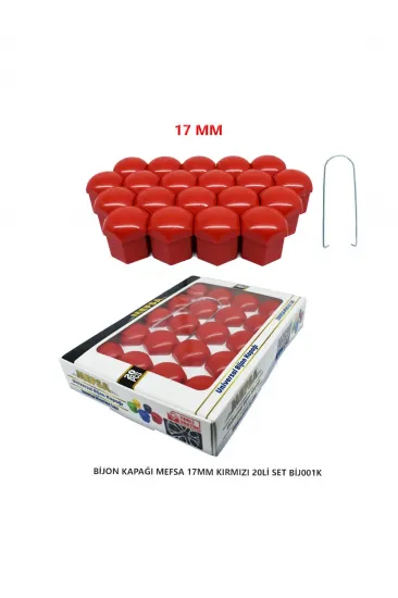 Bijon Kapağı Düz 17 Mm Kırmızı 20 Li Set