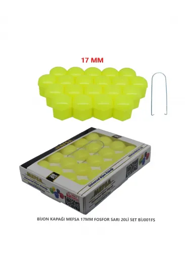Bijon Kapağı Düz 17 Mm Fosfor Sarı 20 Li Set