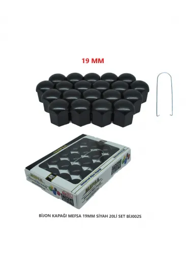 Bijon Kapağı Düz 19 Mm Siyah 20 Li Set