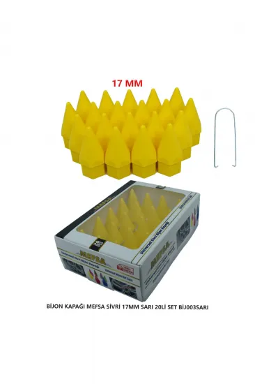 Bijon Kapağı Sivri 17 Mm Sarı 20 Li Set