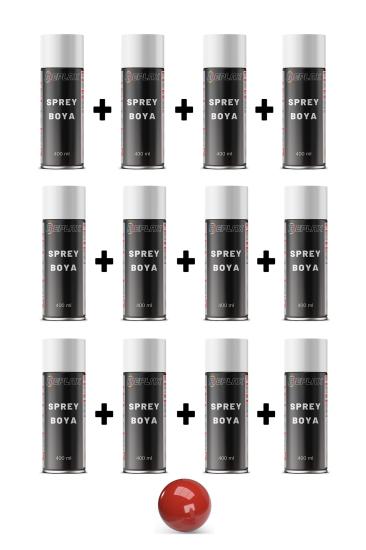 12 Adet Ral 3000 Ateş Kırmızı Sprey Boya 400 ml