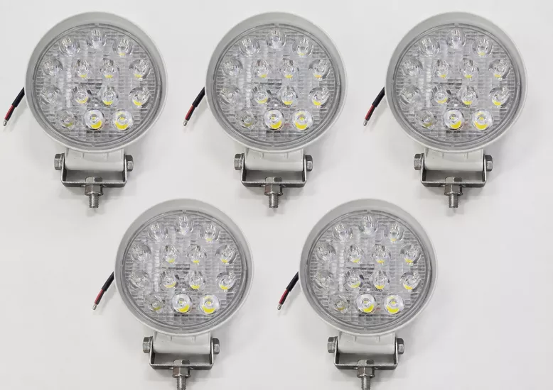 5 Adet Off Road Sis Farı Çalışma Lambası Beyaz Kalın Kasa 14 Led Yuvarlak Su Geçirmez Sis Lambası BR888