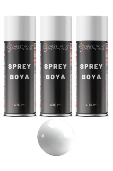 3 Adet Ral 9003 Parlak Beyaz Sprey Boya 400 ml
