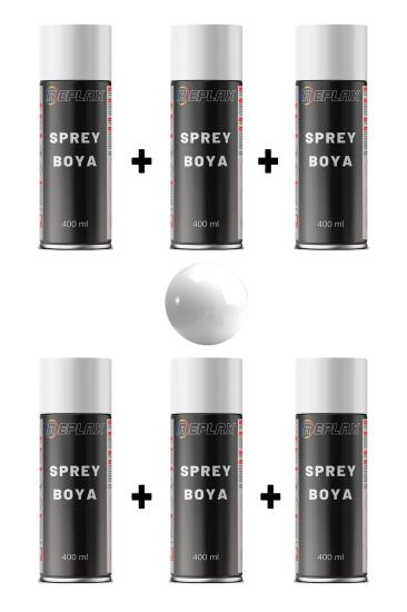 6 Adet Ral 9003 Parlak Beyaz Sprey Boya 400 ml