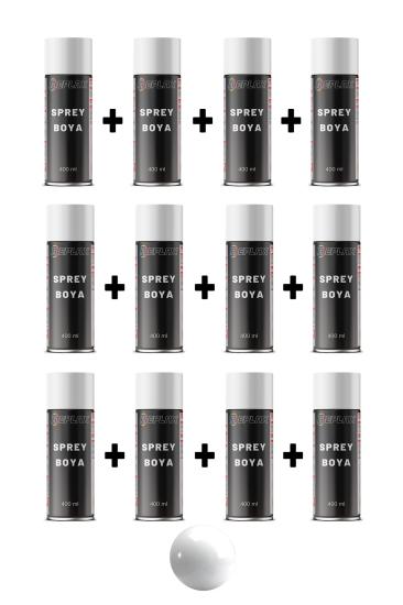 12 Adet Ral 9003 Parlak Beyaz Sprey Boya 400 ml
