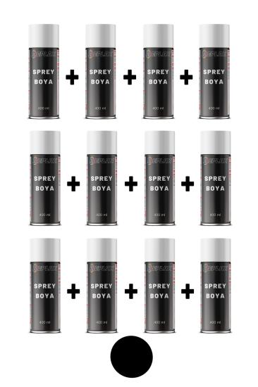 12 Adet Ral 9005 Mat Siyah Sprey Boya 400 ml