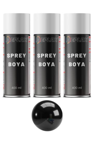 3 Adet Ral 9005 Parlak Siyah Sprey Boya 400 ml