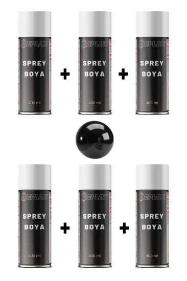 6 Adet Ral 9005 Parlak Siyah Sprey Boya 400 ml