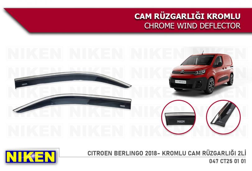 Replax Peugeot Rifter 2018 Sonrası Kromlu Cam Rüzgarlığı 2Li