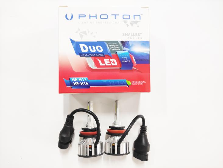 Duo H9 12V-24V Led Xenon Beyaz 6000 Lümen Headlight