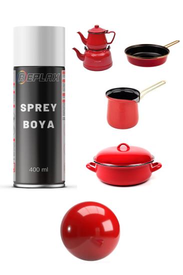Kırmızı Çaydanlık Tava Tencere Cezve Emaye Isıya Dayanaklı 690° Sprey Boyası 400 Ml.