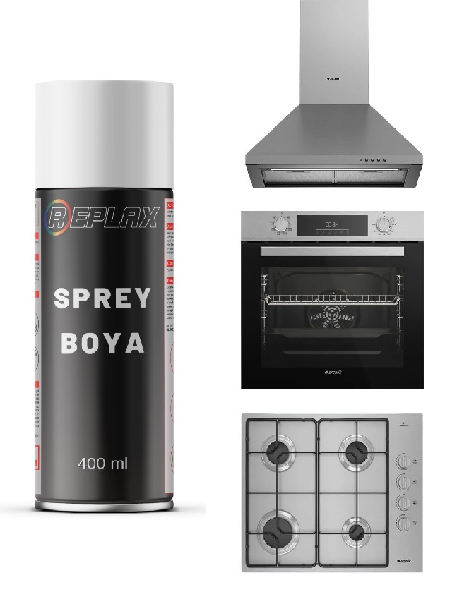 Inox Ankastre Set Beyaz Eşya Sprey Boya 400 Ml